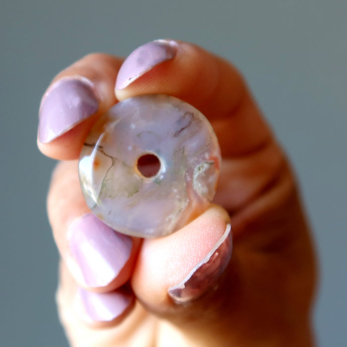 White Moss Agate Gemstone Donut Carnelian Creator