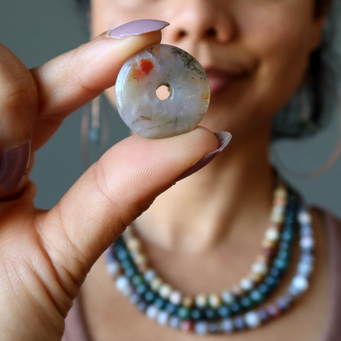 White Moss Agate Gemstone Donut Carnelian Creator