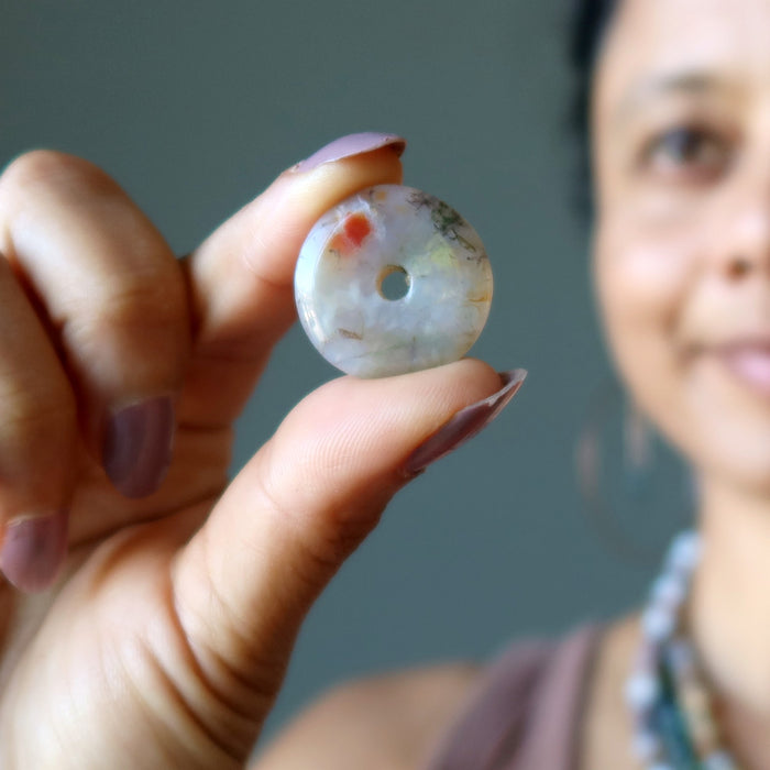 White Moss Agate Gemstone Donut Carnelian Creator