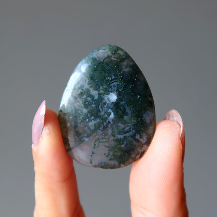 Moss Agate Grid Crystal Green Job Finder Pear