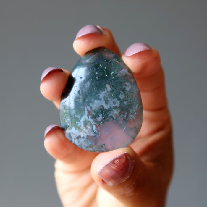Moss Agate Grid Crystal Green Job Finder Pear