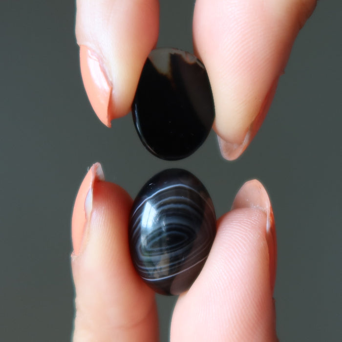 Black Agate Grid Crystal Bundle Protection Set of 18