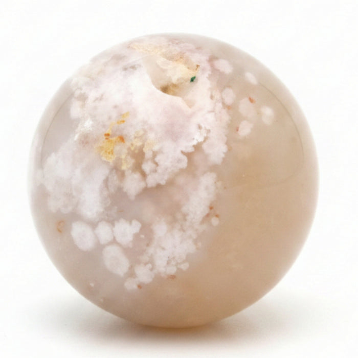 Flower Agate Sphere White Clouds Crystal Ball