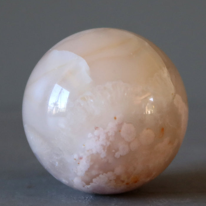 Flower Agate Sphere White Clouds Crystal Ball