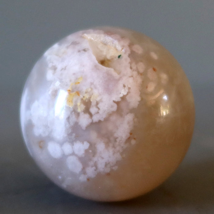 Flower Agate Sphere White Clouds Crystal Ball