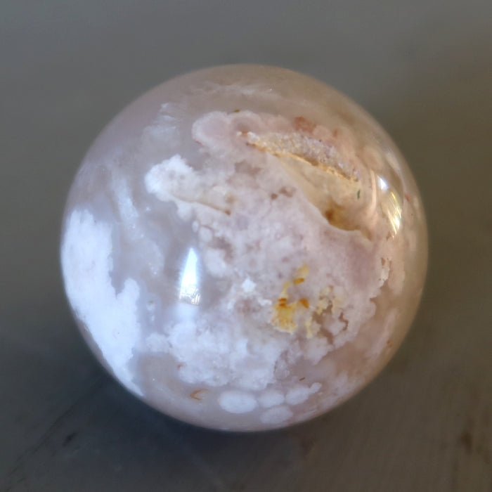 Flower Agate Sphere White Clouds Crystal Ball