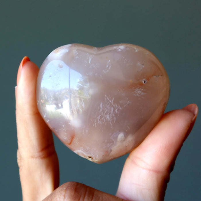 flower agate heart
