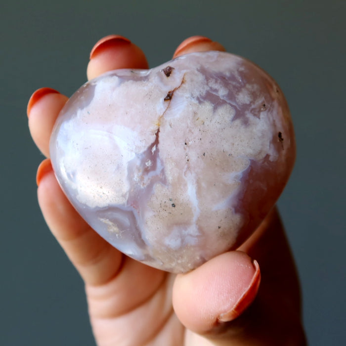 Flower Agate Heart Romance Blooms Chalcedony
