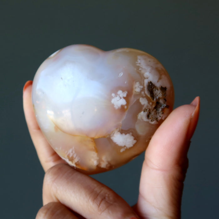 flower agate heart