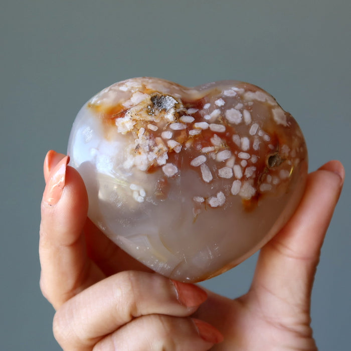 flower agate heart