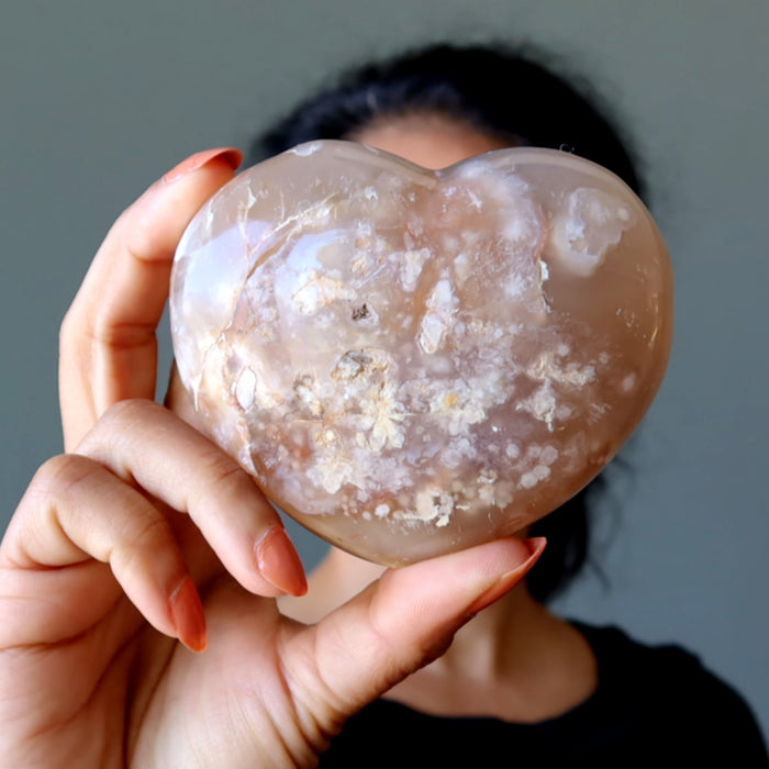 flower agate heart