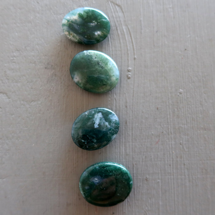 Moss Agate Oval Cabochon Crystal Bundle of 4