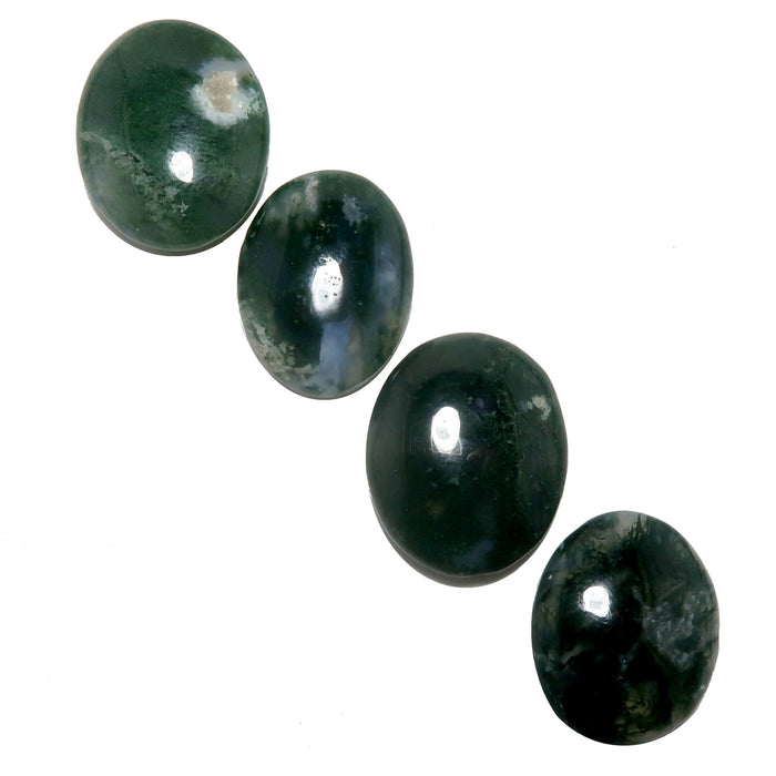 Moss Agate Oval Cabochon Crystal Bundle of 4