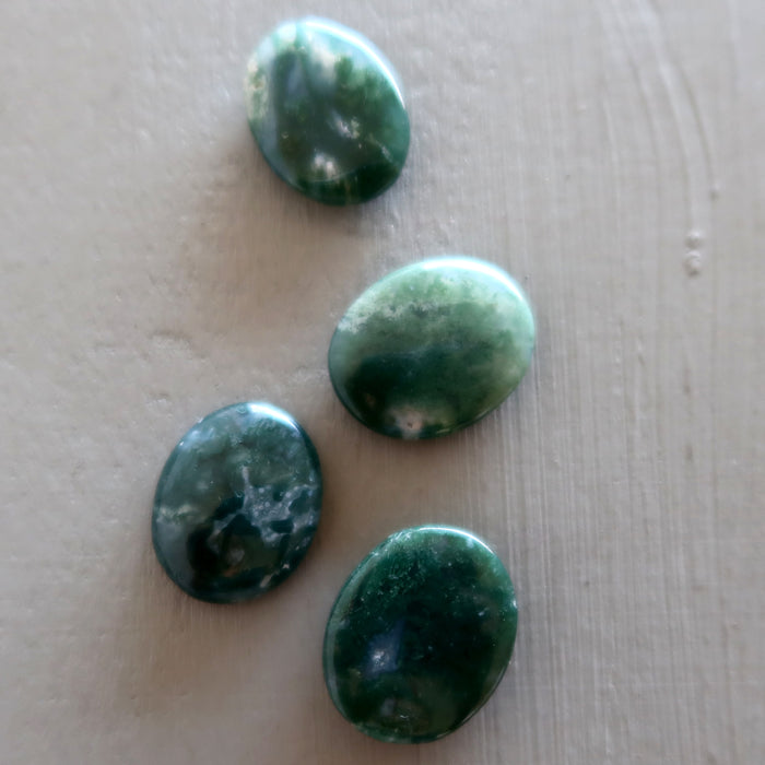 Moss Agate Oval Cabochon Crystal Bundle of 4