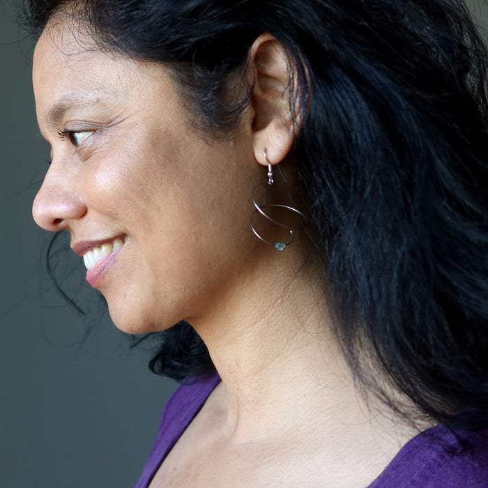 Moss Agate Earrings Heart Vortex Love Spiral