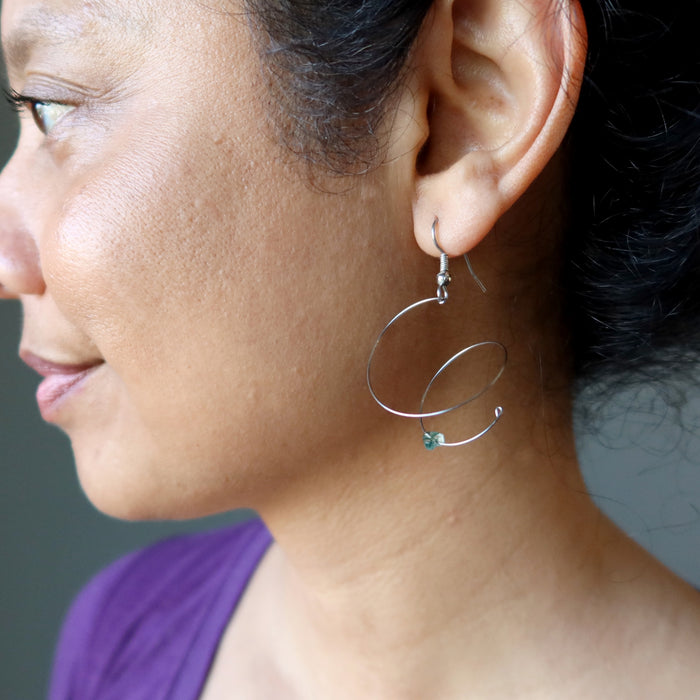 Moss Agate Earrings Heart Vortex Love Spiral