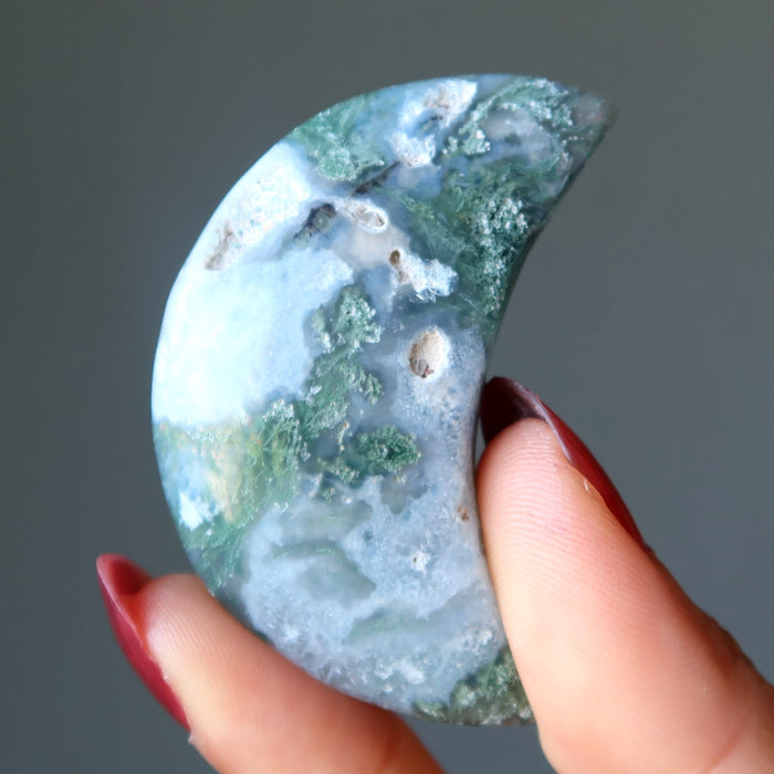 moss agate moon stone