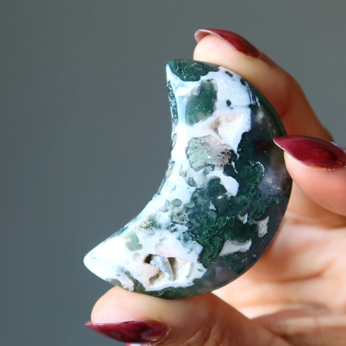 moss agate moon stone