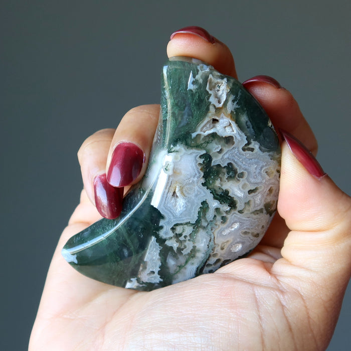 moss agate moon stone