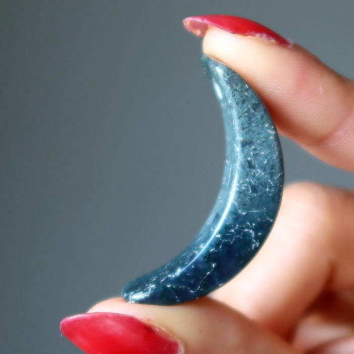 green moss agate moon stone