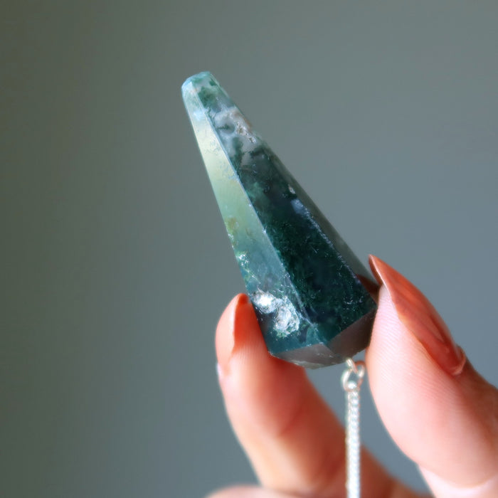 moss agate pendulum