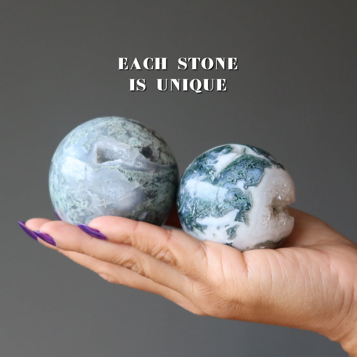 moss agate spheres