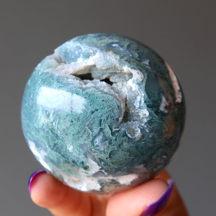 moss agate sphere