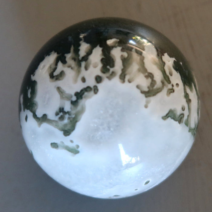 Moss Agate Sphere Flourishing Green White Crystal Ball