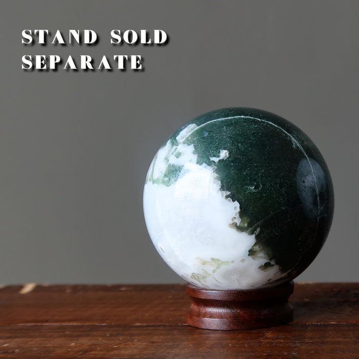 Moss Agate Sphere Flourishing Green White Crystal Ball