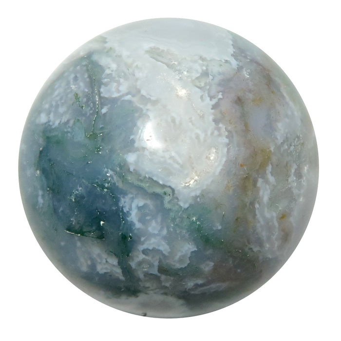 light green moss agate sphere