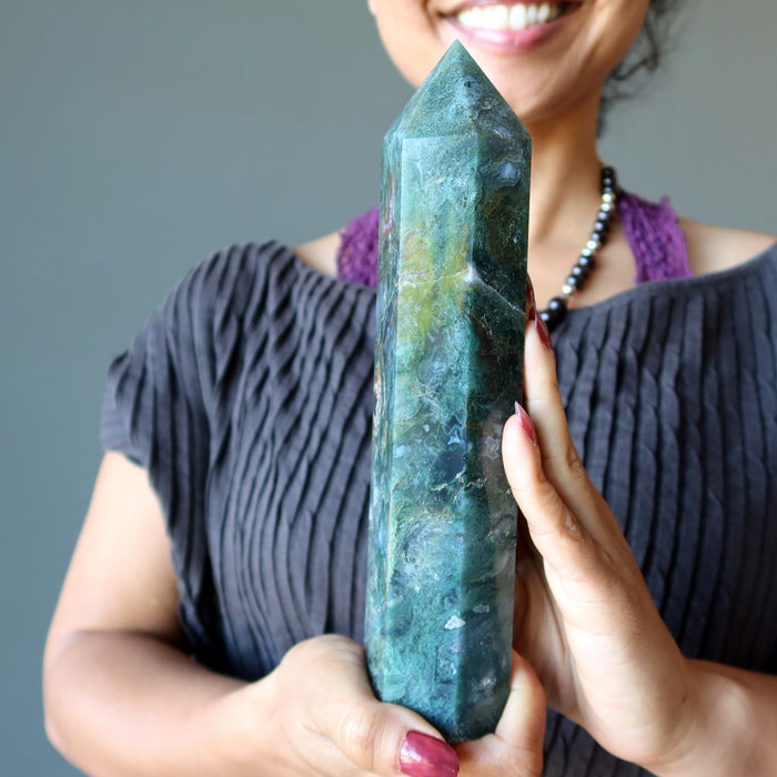 Moss Agate Tower Wand Witch of the Green Forest