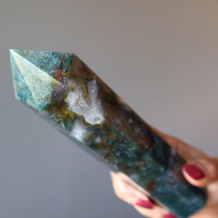 Moss Agate Tower Wand Witch of the Green Forest