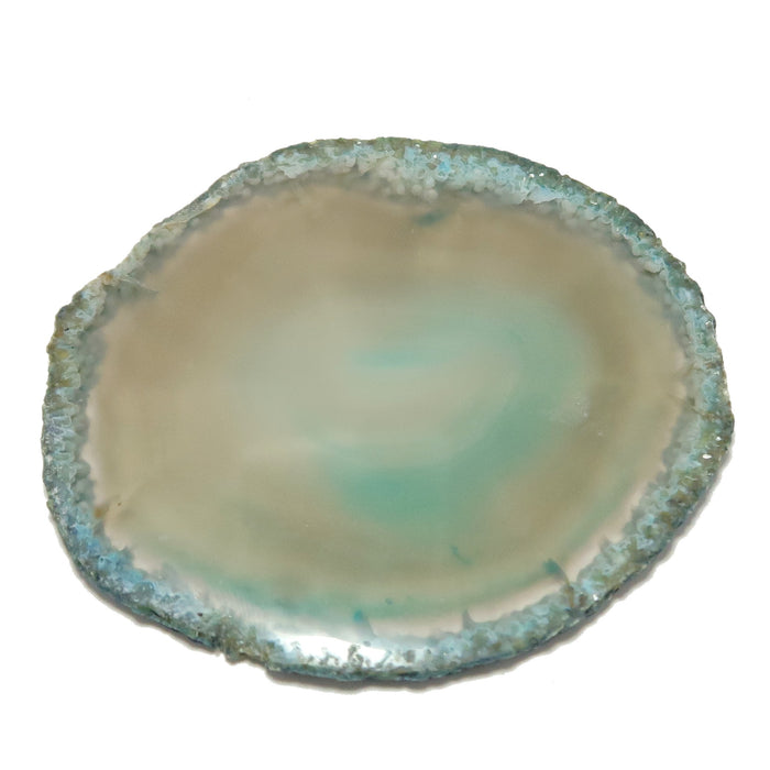 Blue Agate Charger Plate Station Teal Crystal Slice Slab