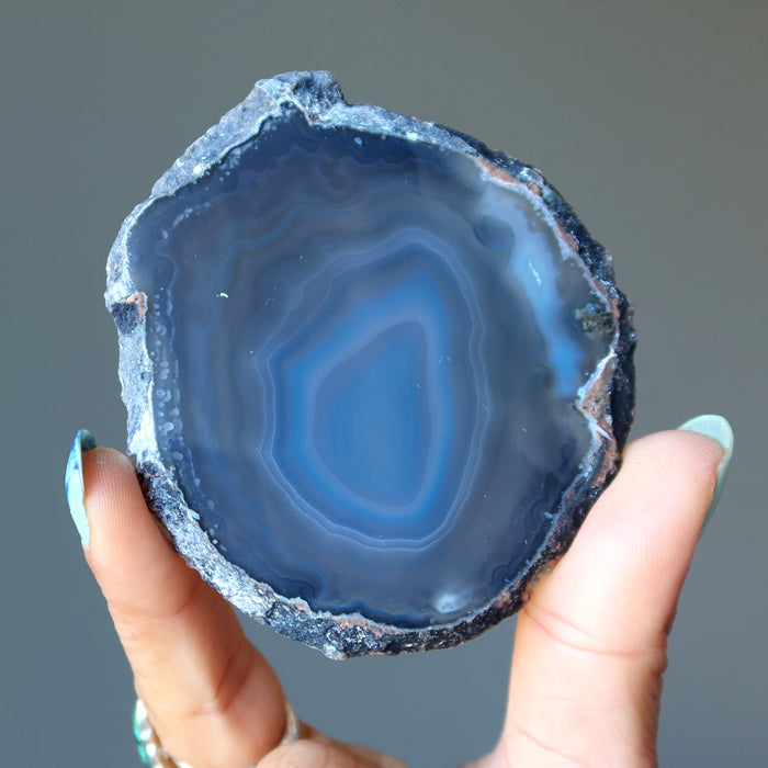 Blue Agate Charger Plate Station Teal Crystal Slice Slab