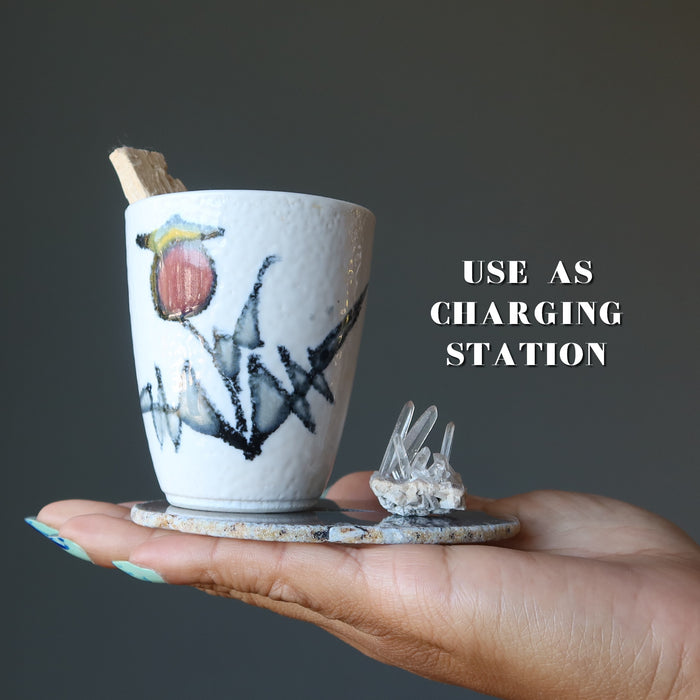 Blue Agate Charger Plate Station Teal Crystal Slice Slab