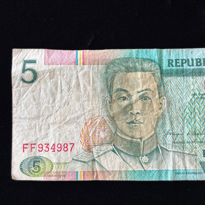Vintage Banknote Philippines 5 Limang Piso Watermark UV Verified Old Filipino