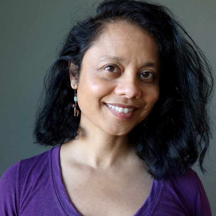 Amazonite Earrings Giraffe Copper Faceted Stones