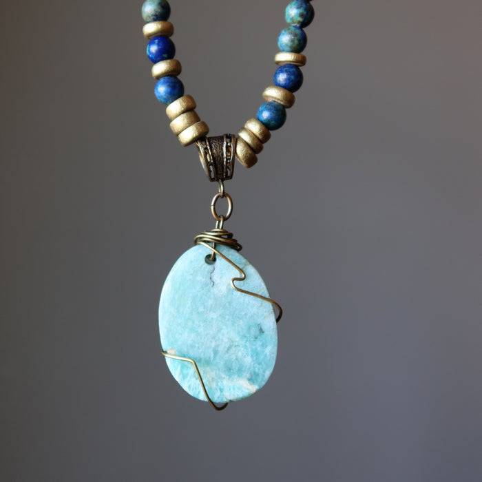 Amazonite Necklace Lapis Blue Green Harmony Gems