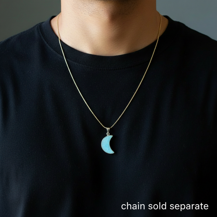 Amazonite Pendant Intuitive Crescent Moon Ocean Tide