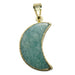 Amazonite Crescent-shaped pendant with gold frame on a white background
