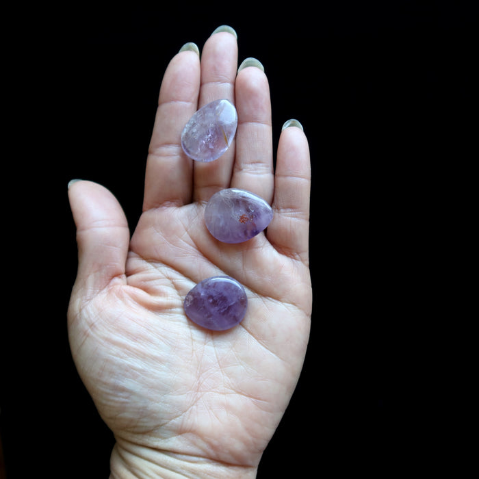 Amethyst Amulet Set of 3 Crystal Purple Pear Layout Gem