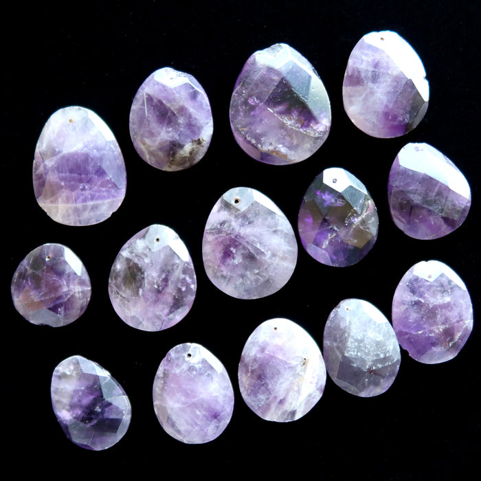 Amethyst Amulets Bundle of 14 Wounded Warrior Pear Faceted Drilled