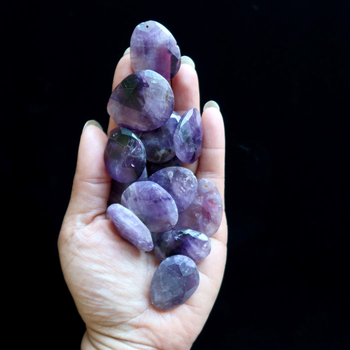 Amethyst Amulets Bundle of 14 Wounded Warrior Pear Faceted Drilled