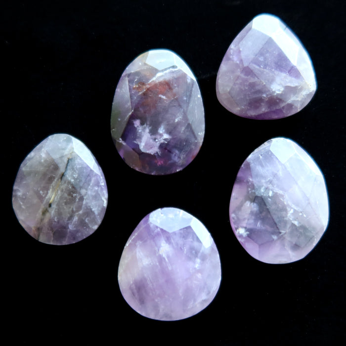 Amethyst Amulet Bundle of 5 Crystal Pear Faceted Purple Gemstone