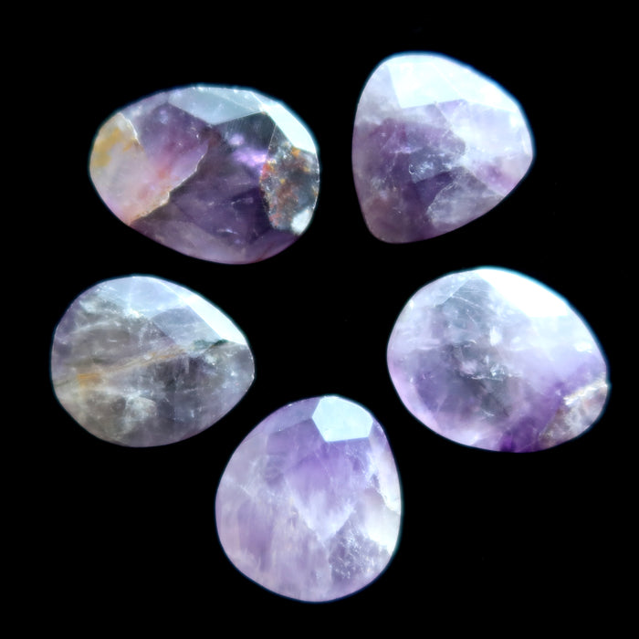 Amethyst Amulet Bundle of 5 Crystal Pear Faceted Purple Gemstone