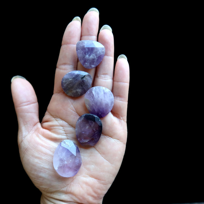 Amethyst Amulet Bundle of 5 Crystal Pear Faceted Purple Gemstone