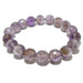 Beaded Amethyst bracelet with purple and brown stones on a white background