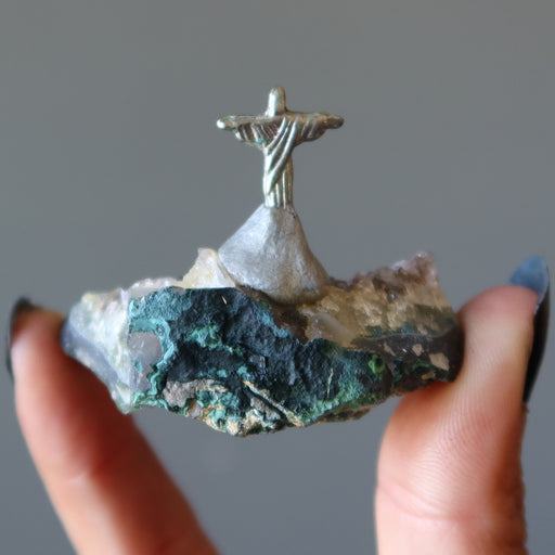 jesus christ the redeemer on amethyst cluster