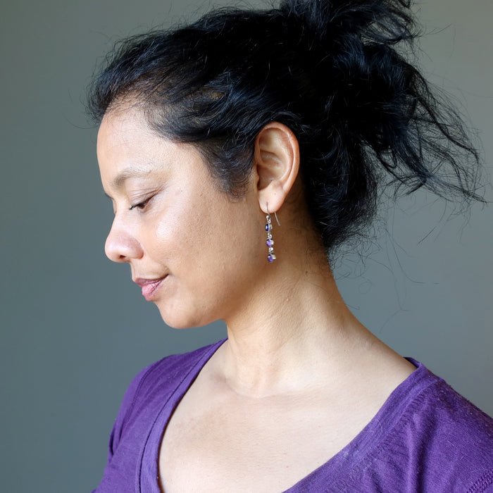 Amethyst Earrings Sacred Trinity Purple Gems Sterling Silver