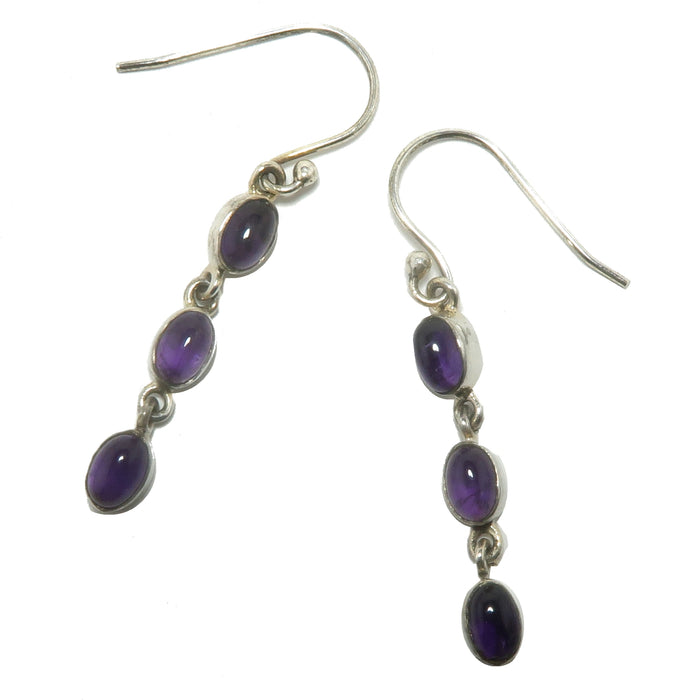 Amethyst Earrings Sacred Trinity Purple Gems Sterling Silver